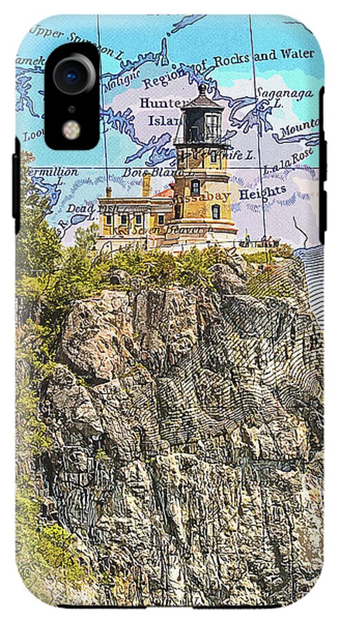 Split Rock Lighthouse And Map - Phone Case