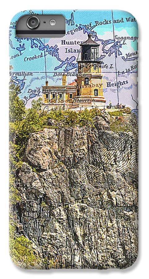 Split Rock Lighthouse And Map - Phone Case