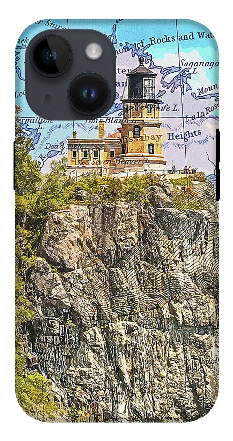 Split Rock Lighthouse And Map - Phone Case