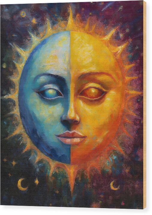 Sun And Moon - Wood Print