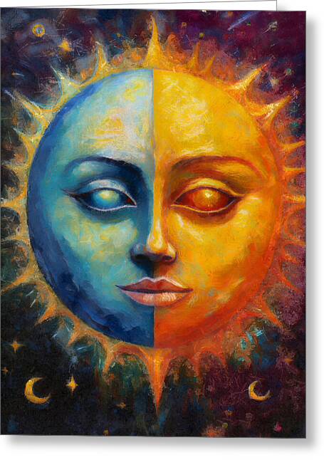 Sun And Moon - Greeting Card