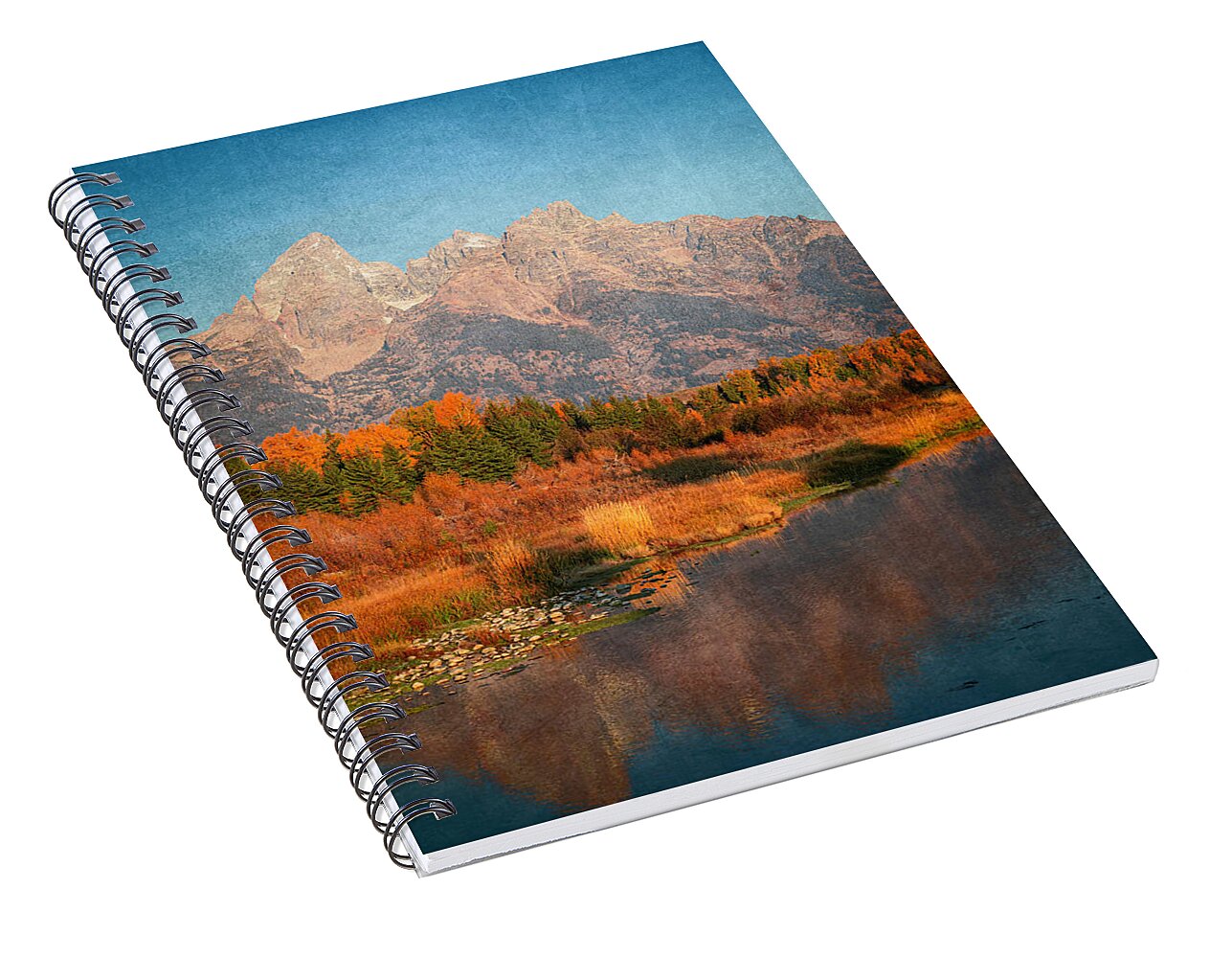 Textured Reflection Grand Tetons In Fall - Spiral Notebook