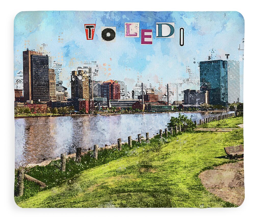 Toledo Ohio Concept Skyline Art - Blanket