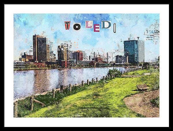 Toledo Ohio Concept Skyline Art - Framed Print