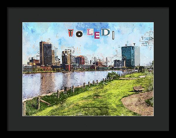 Toledo Ohio Concept Skyline Art - Framed Print