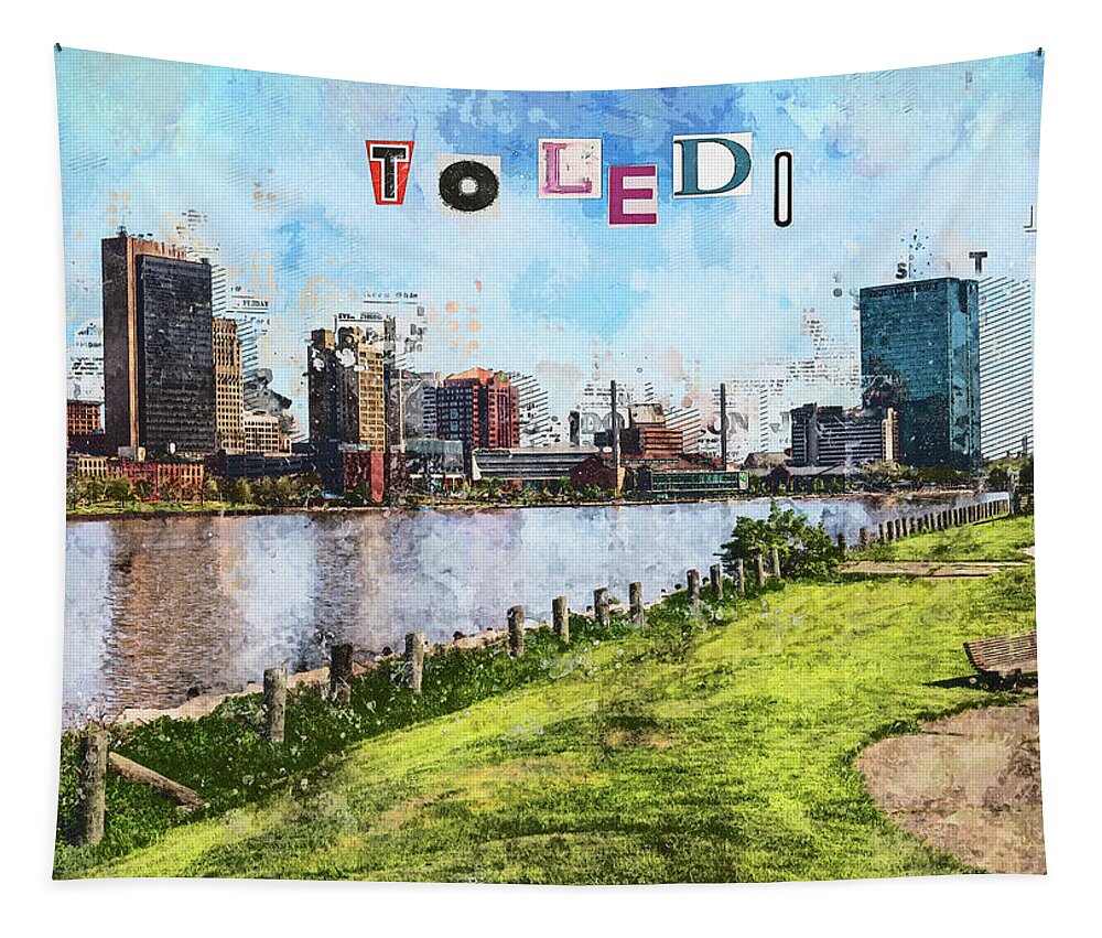 Toledo Ohio Concept Skyline Art - Tapestry