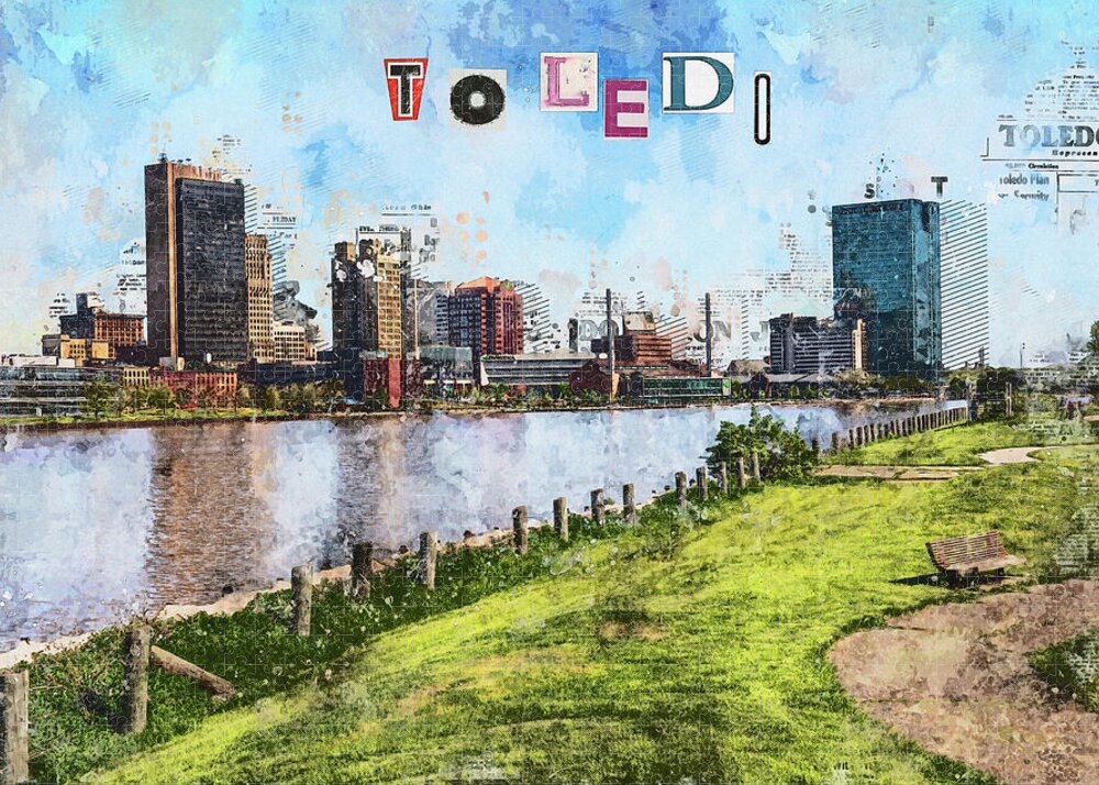 Toledo Ohio Concept Skyline Art - Puzzle