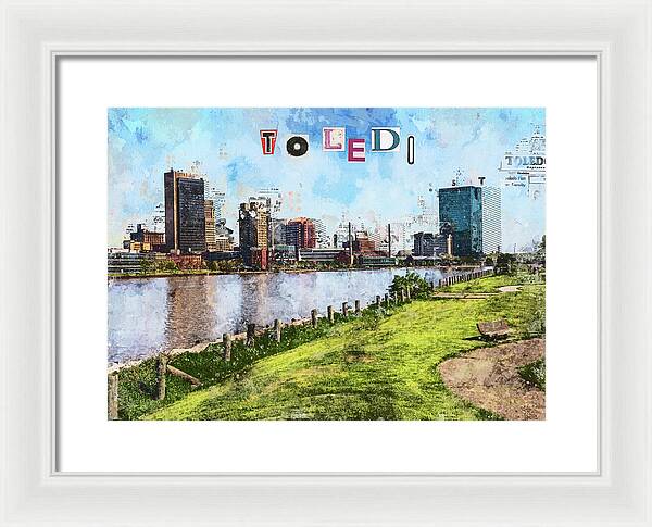 Toledo Ohio Concept Skyline Art - Framed Print