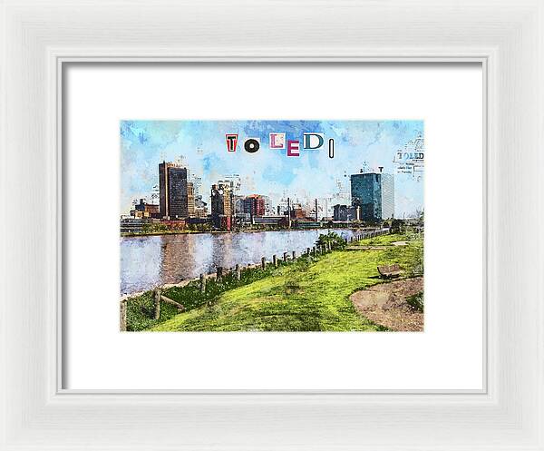 Toledo Ohio Concept Skyline Art - Framed Print