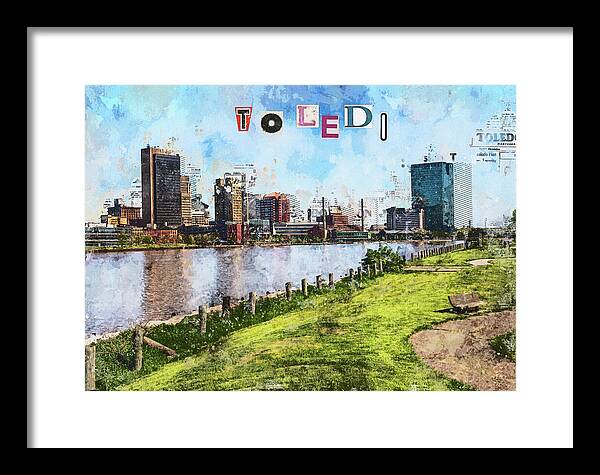 Toledo Ohio Concept Skyline Art - Framed Print