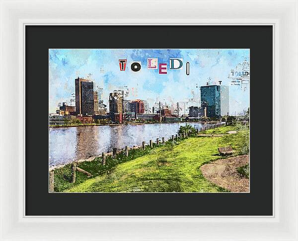 Toledo Ohio Concept Skyline Art - Framed Print