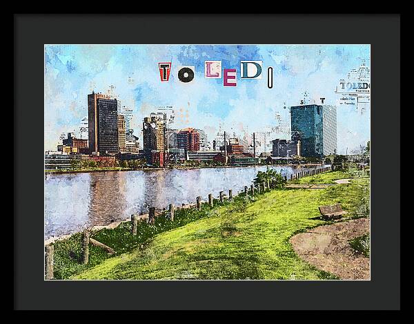 Toledo Ohio Concept Skyline Art - Framed Print