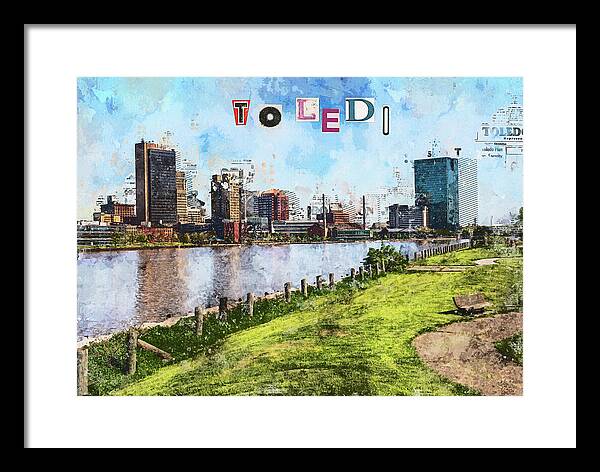 Toledo Ohio Concept Skyline Art - Framed Print