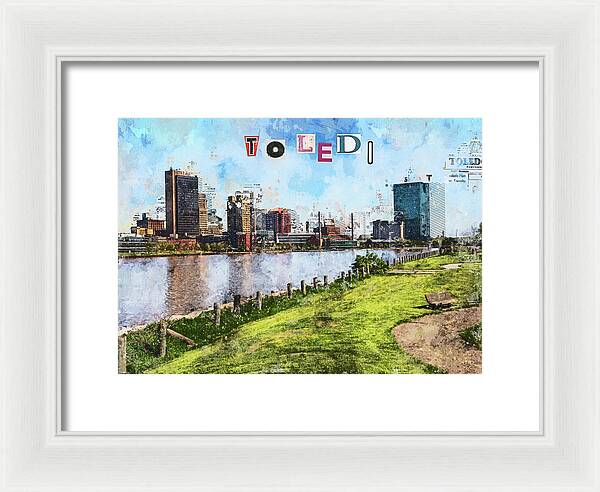 Toledo Ohio Concept Skyline Art - Framed Print