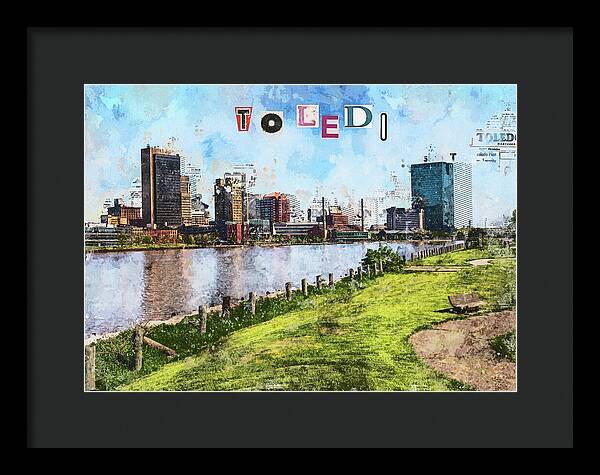 Toledo Ohio Concept Skyline Art - Framed Print