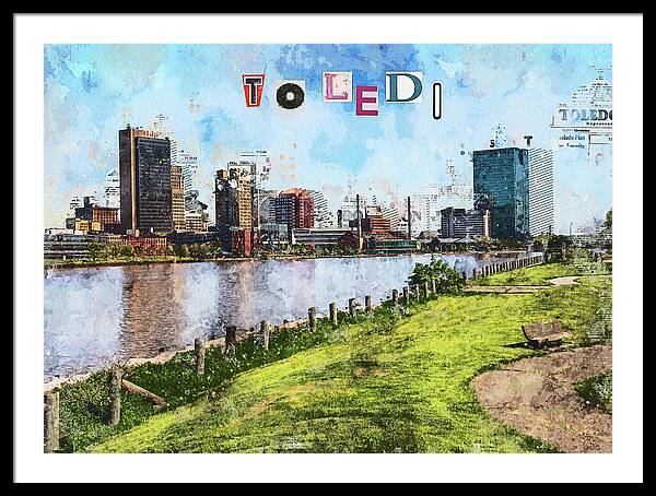 Toledo Ohio Concept Skyline Art - Framed Print