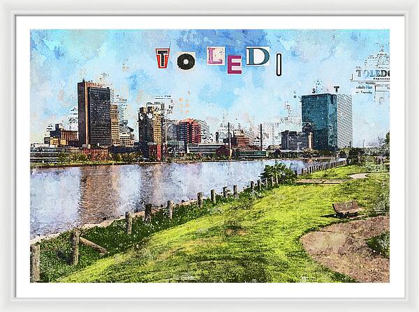 Toledo Ohio Concept Skyline Art - Framed Print