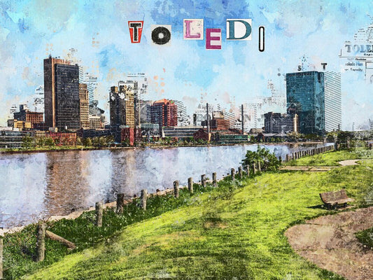 Toledo Ohio Concept Skyline Art - Puzzle