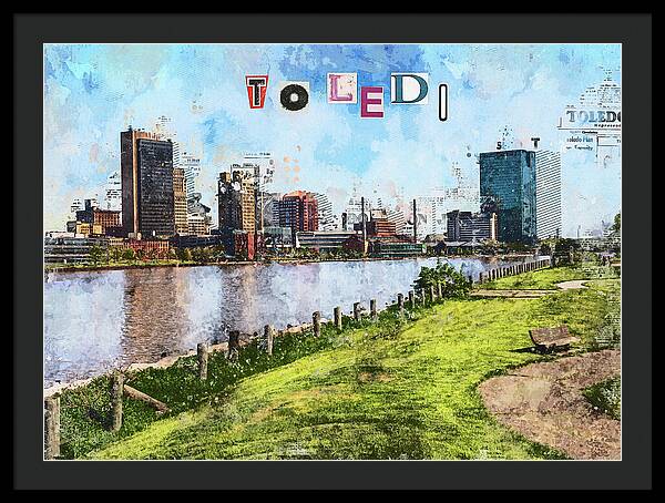 Toledo Ohio Concept Skyline Art - Framed Print