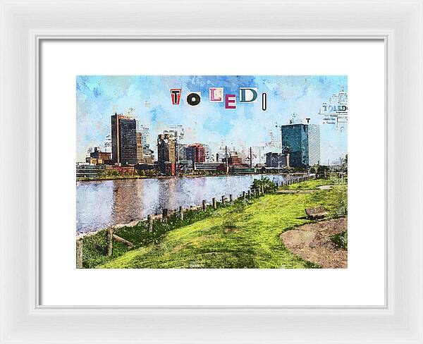 Toledo Ohio Concept Skyline Art - Framed Print