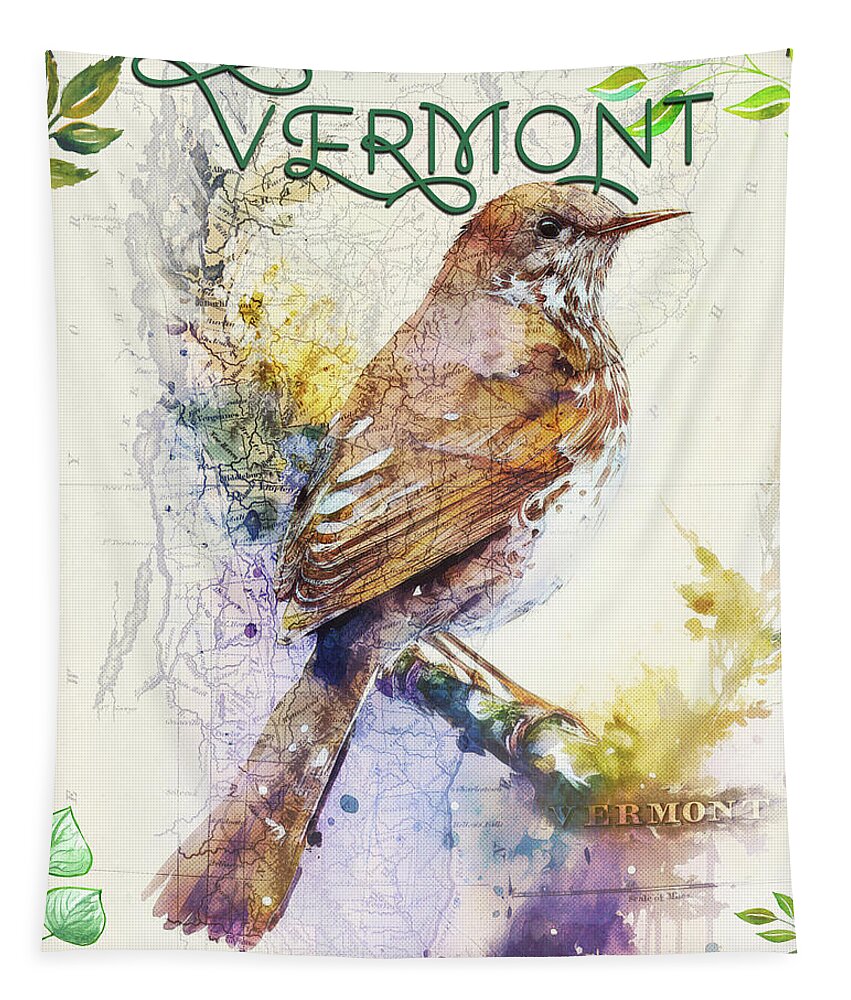 Vermont State Bird And Map - Tapestry