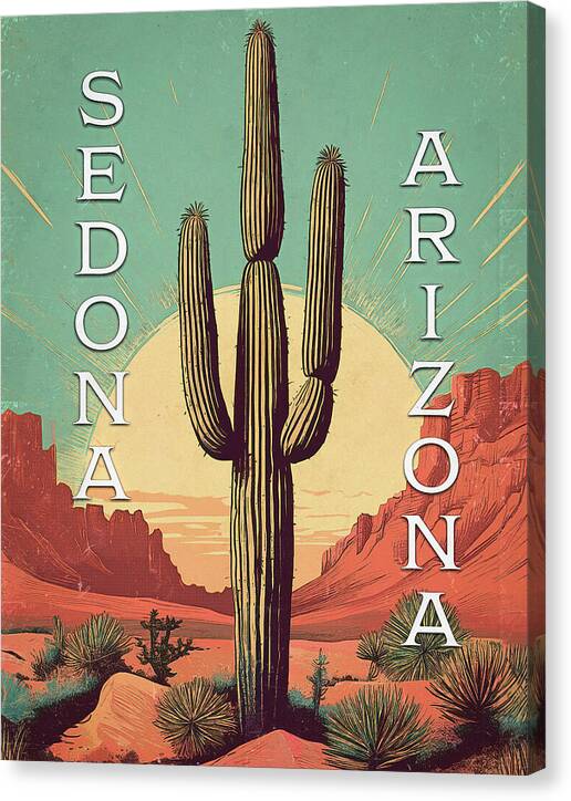 Vintage Sedona Arizona Poster - Canvas Print