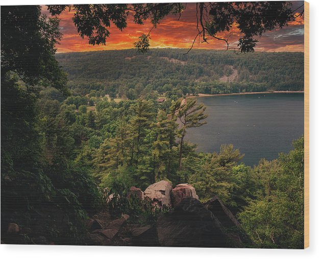 Devils Lake State Park Sunset - Wood Print