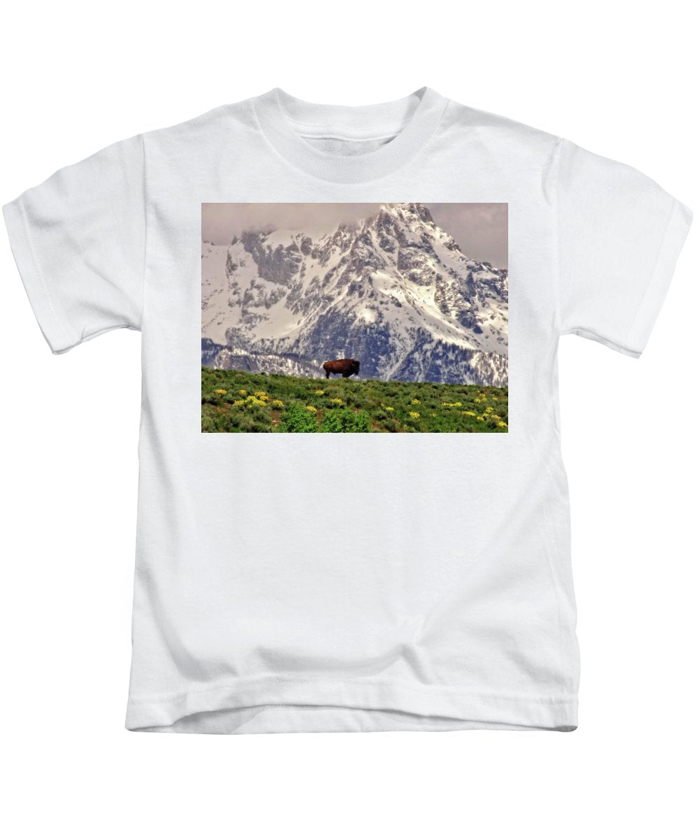 Spring Bison In Grand Teton National Park - Kids T-Shirt