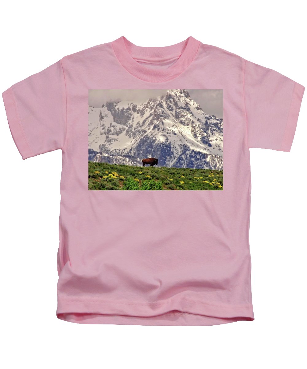 Spring Bison In Grand Teton National Park - Kids T-Shirt