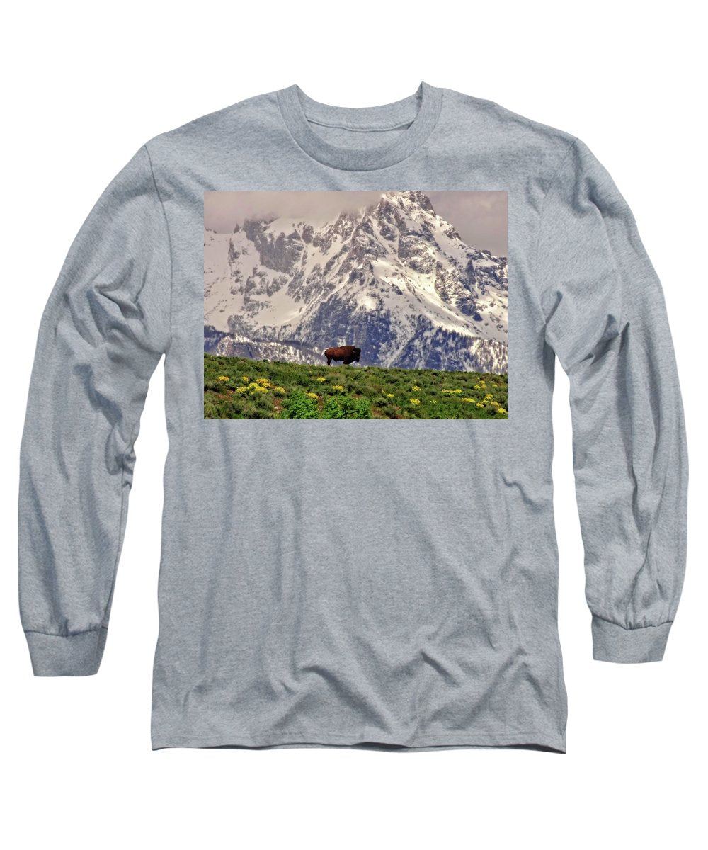 Spring Bison In Grand Teton National Park - Long Sleeve T-Shirt