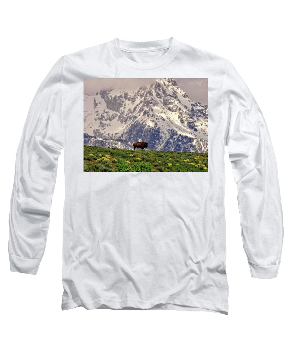 Spring Bison In Grand Teton National Park - Long Sleeve T-Shirt