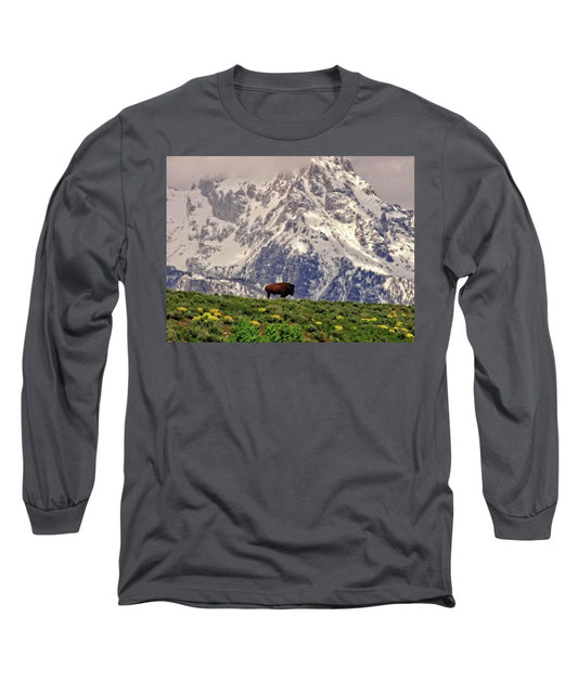 Spring Bison In Grand Teton National Park - Long Sleeve T-Shirt