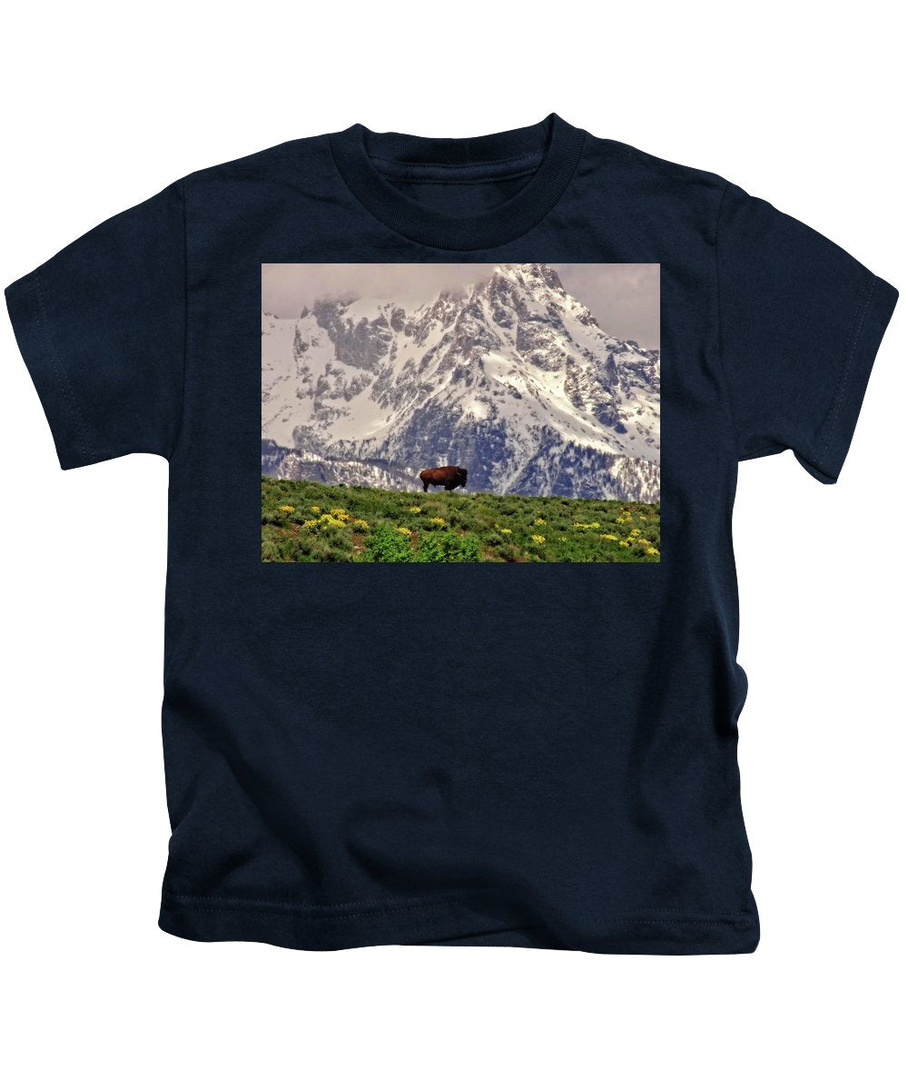 Spring Bison In Grand Teton National Park - Kids T-Shirt