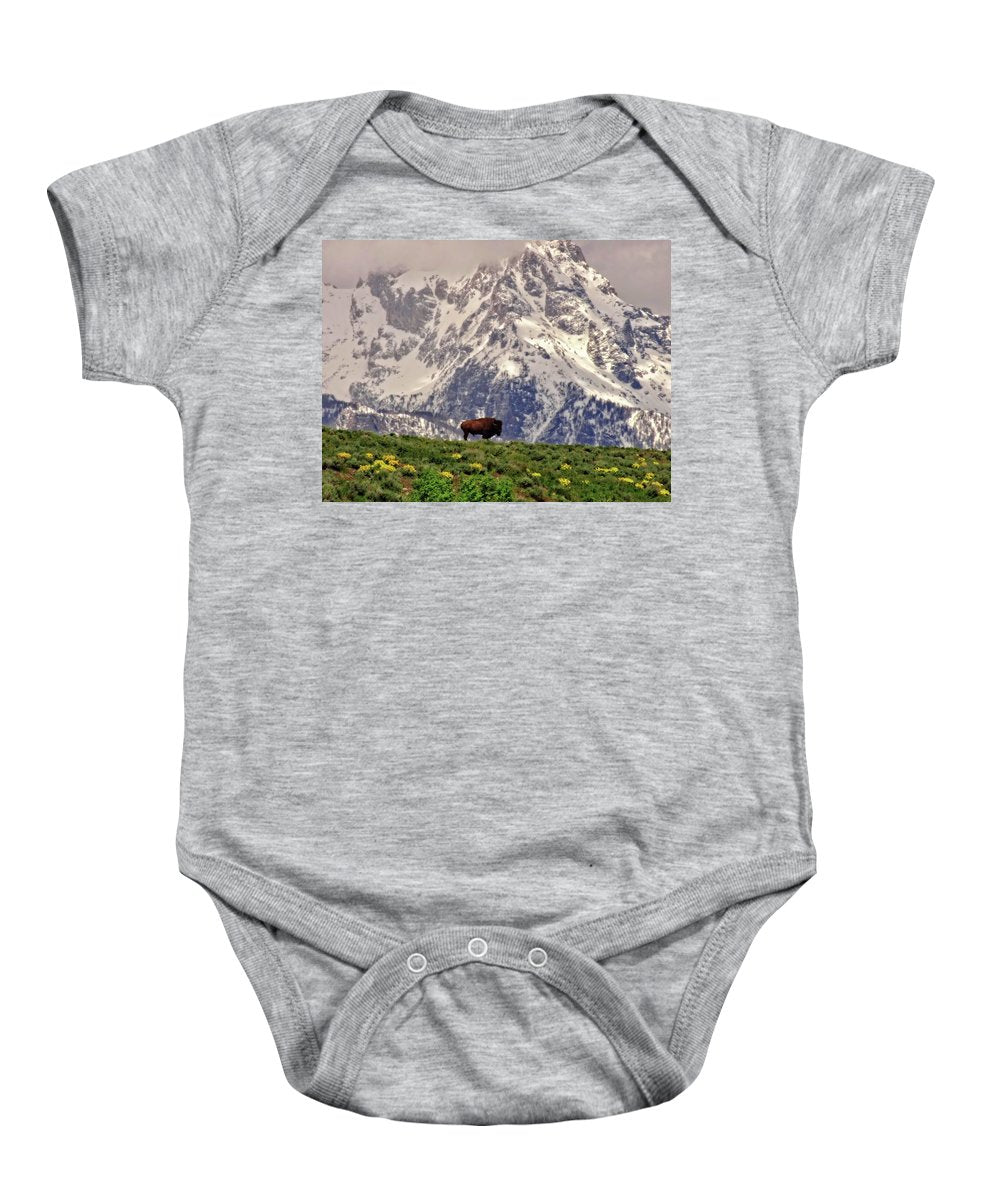 Spring Bison In Grand Teton National Park - Baby Onesie