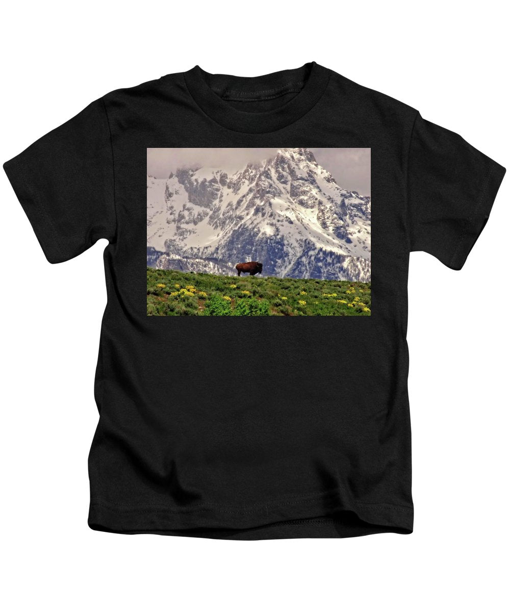 Spring Bison In Grand Teton National Park - Kids T-Shirt