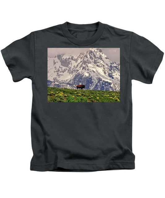 Spring Bison In Grand Teton National Park - Kids T-Shirt