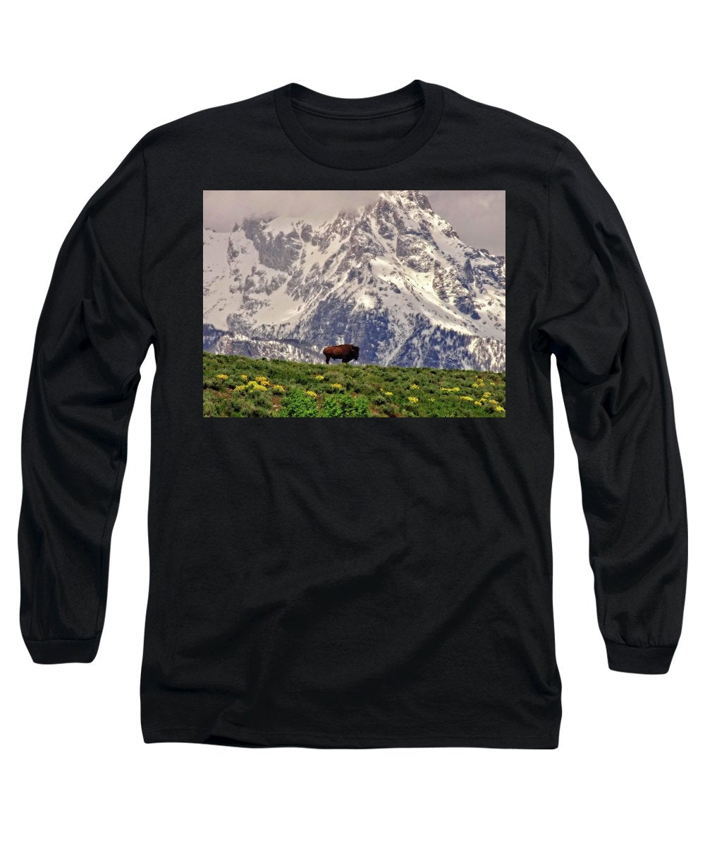 Spring Bison In Grand Teton National Park - Long Sleeve T-Shirt