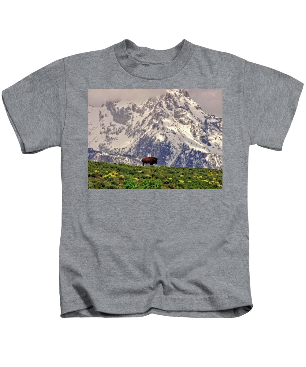 Spring Bison In Grand Teton National Park - Kids T-Shirt