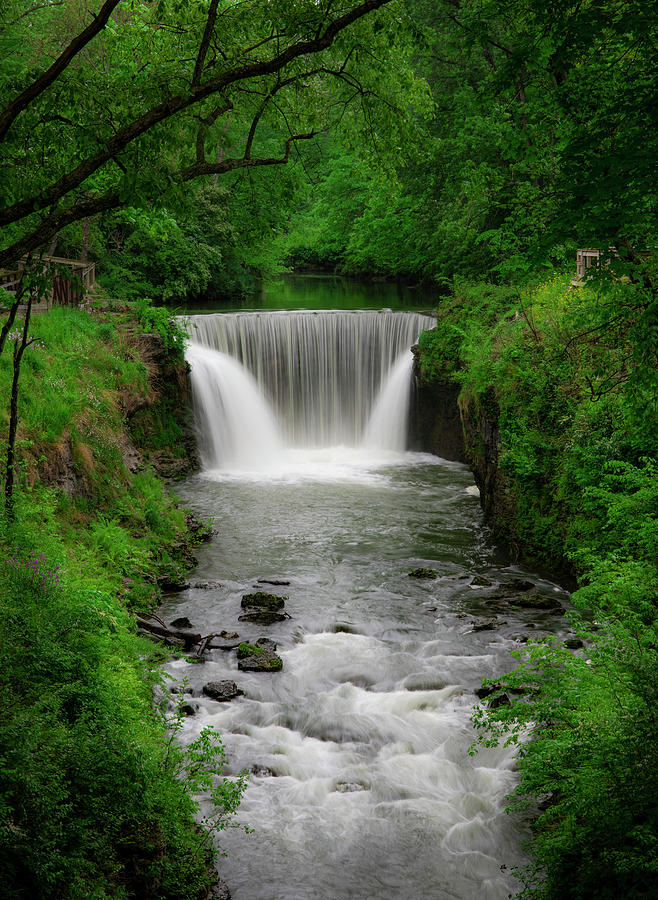 Cedar Cliff Falls in spring green waterfall photography by Dan Sproul