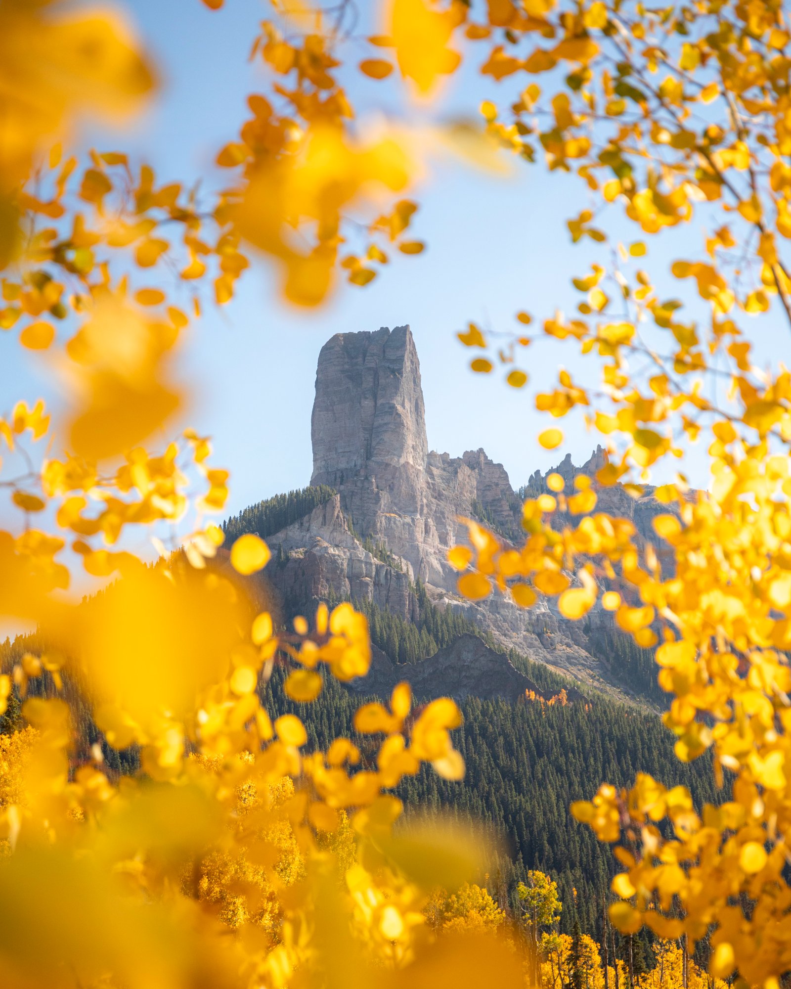Chimney Peak Mountain Colorado autumn fall foliage photography print by Dan Sproul