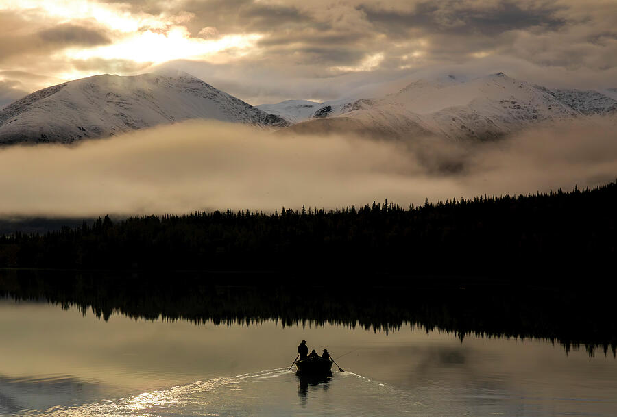 Kenai River fishing boat sunrise Cooper Landing Alaska photography print by Dan Sproul