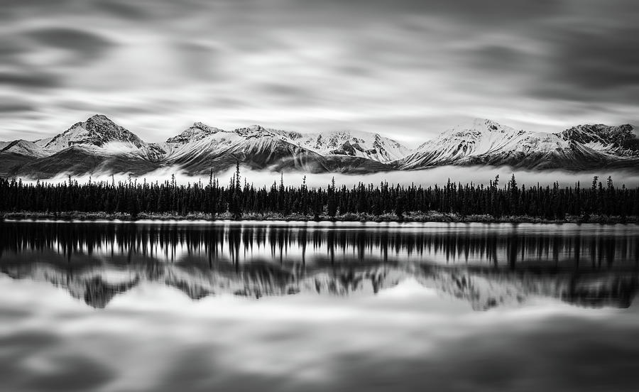 Denali Highway Reflection black and white fine art photography by Dan Sproul