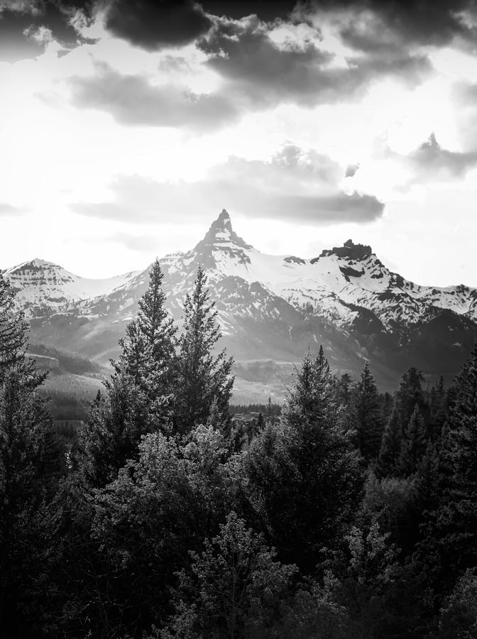 Dramatic Beartooth Peak black and white mountain photography print by Dan Sproul