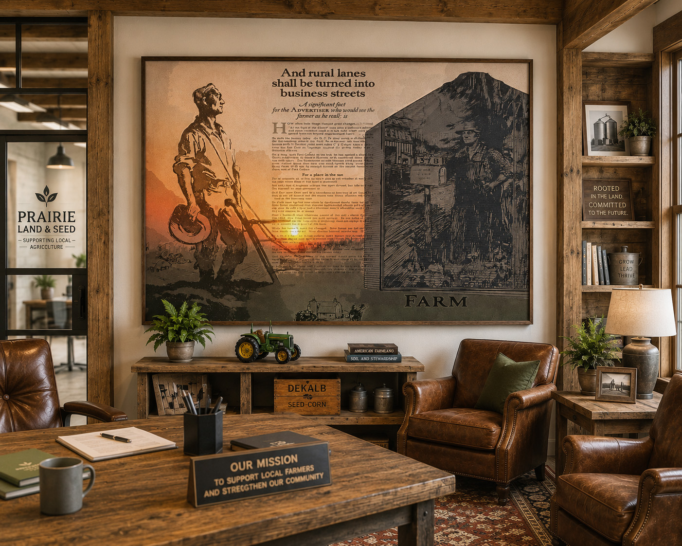 Farming Sunset Mixed Media mixed media artwork displayed in an interior design mockup