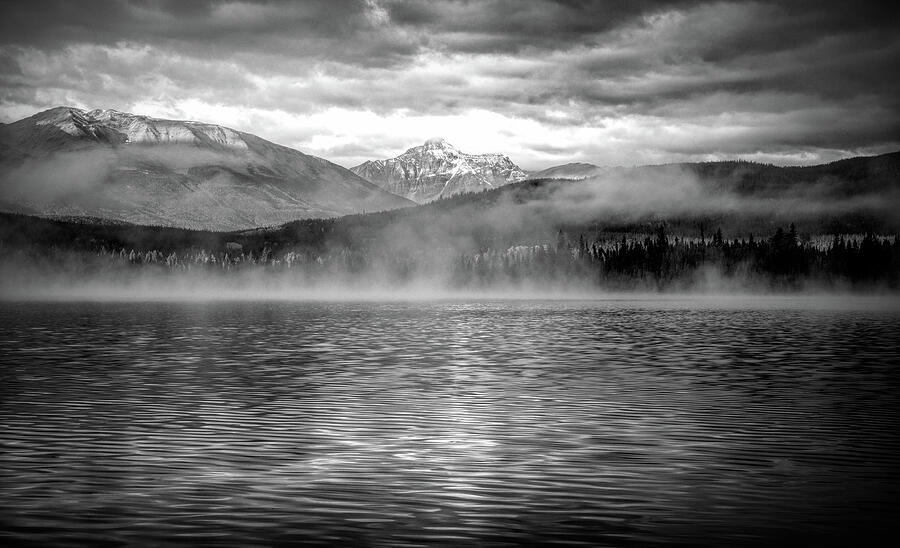 Foggy Patricia Lake Sunrise black and white fine art photography by Dan Sproul