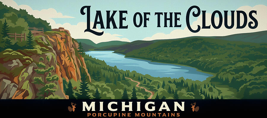 Lake of the Clouds Michigan Porcupine Mountains travel poster print