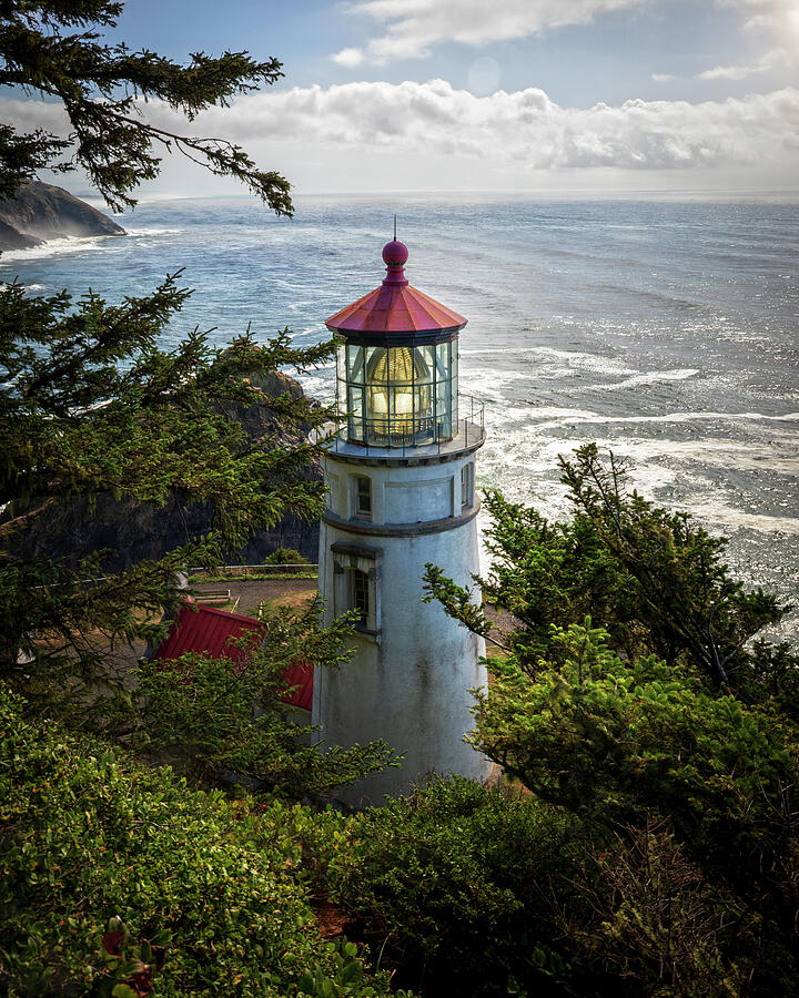 Looking down on Heceta Head Lighthouse Oregon coast photography print by Dan Sproul