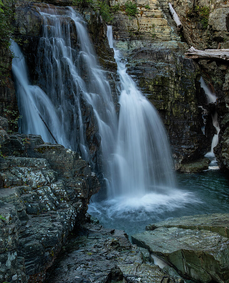 Lower Myra Falls flowing through a rocky gorge in Strathcona Provincial Park Vancouver Island