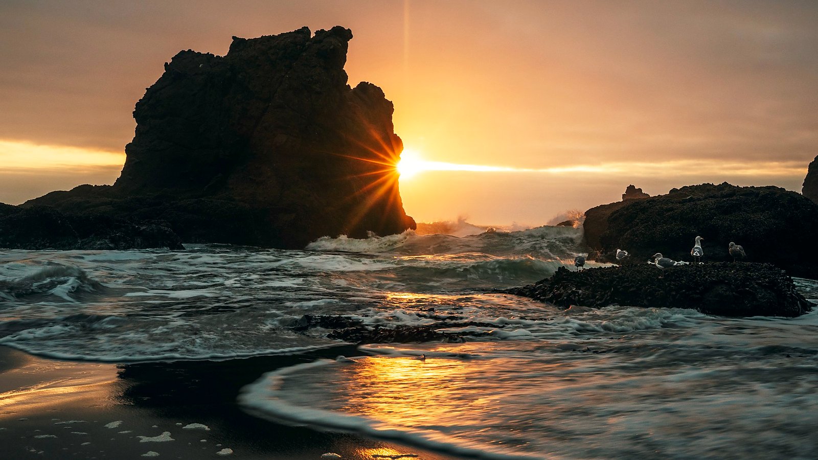 Hidden Beach Lincoln City Oregon sea stacks sunset print Dan Sproul