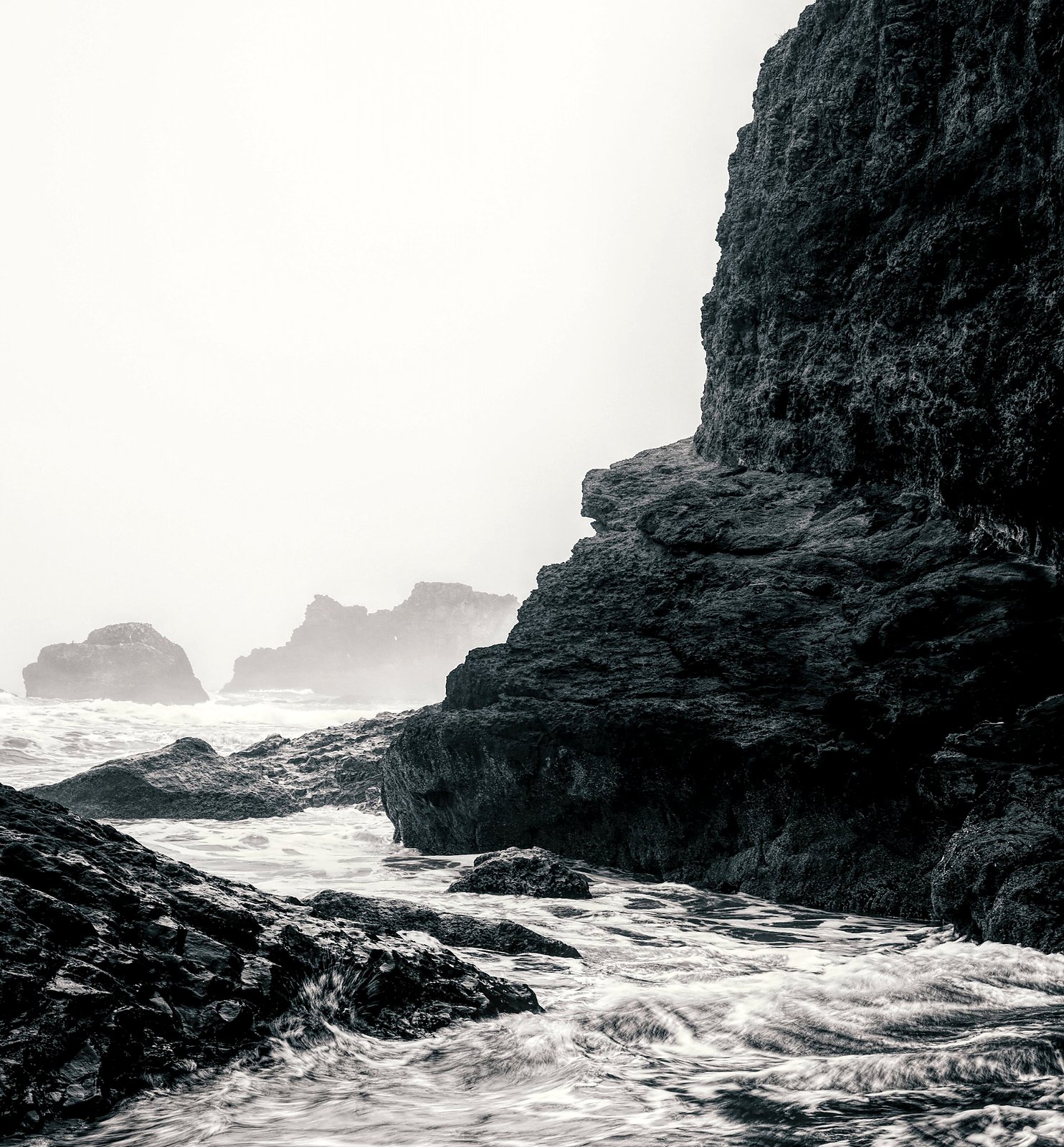 Oceanside Beach Oregon monochrome sea stacks fine art print Dan Sproul